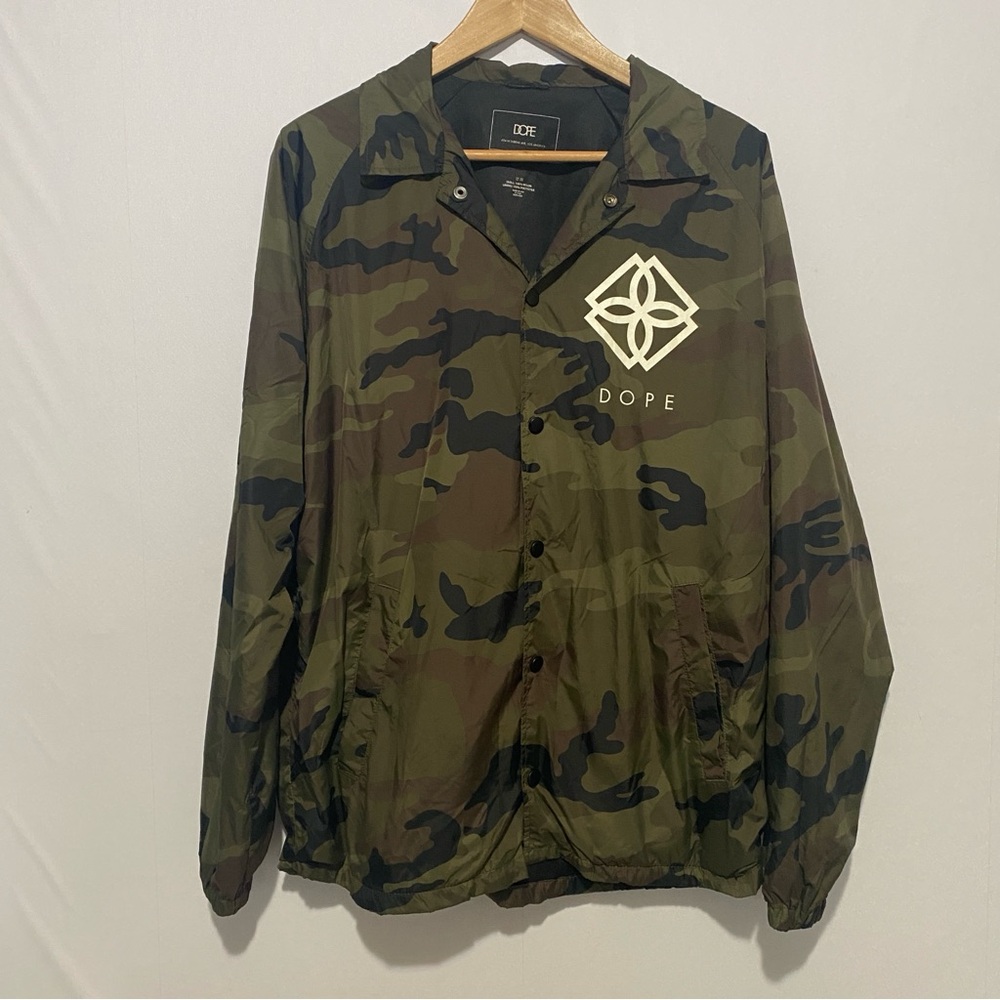 DOPE Camo Jacket Mens‎ Medium Streetwear Skate Bougie Crew USA Lightweight